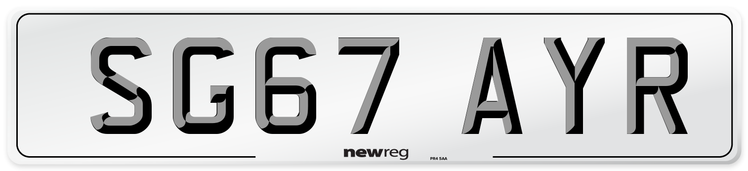 SG67 AYR Number Plate from New Reg
